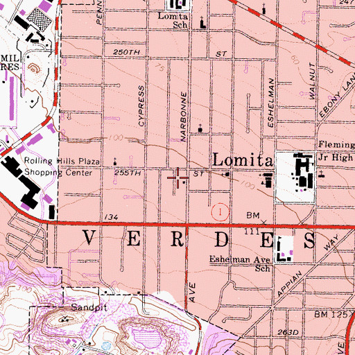 Topographic Map of South Bay Free Methodist Church, CA