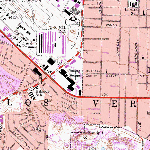 Topographic Map of South Bay Oriental Mission Church, CA