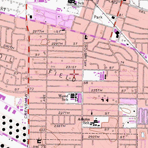 Topographic Map of Southeast Branch Torrance Public Library, CA