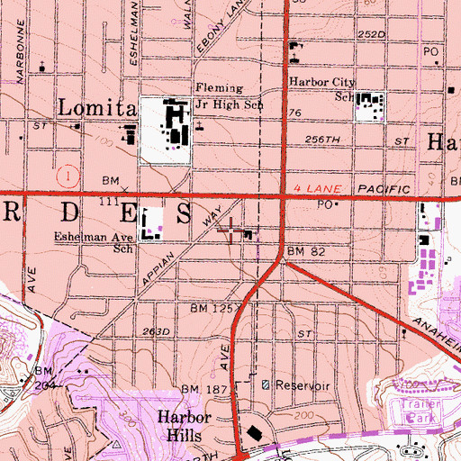 Topographic Map of Wayside United Methodist Church, CA