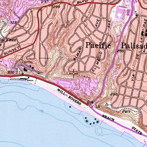 Topographic Map of Asilomar Park, CA