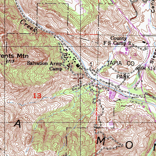 Topographic Map of Camp Gilmore, CA