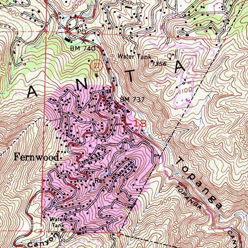 Topographic Map of Camp Wildwood, CA