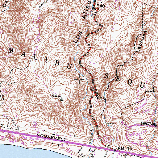 Topographic Map of Decker Canyon Youth Camp, CA