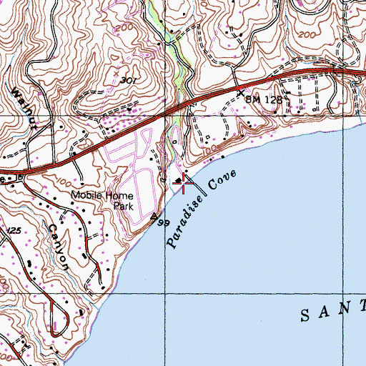 Topographic Map of Paradise Cove Pier, CA