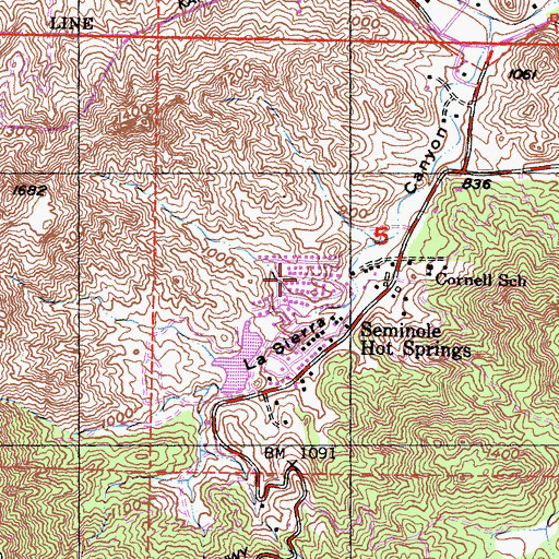 Topographic Map of Seminole Springs Trailer Park, CA