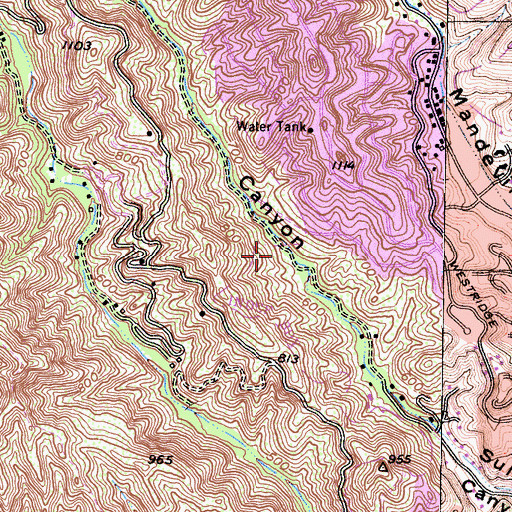 Topographic Map of Sulivan Canyon Park, CA
