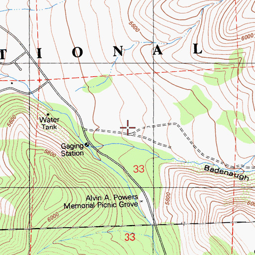 Topographic Map of Alvin A Powers Memorial Picnic Grove, CA