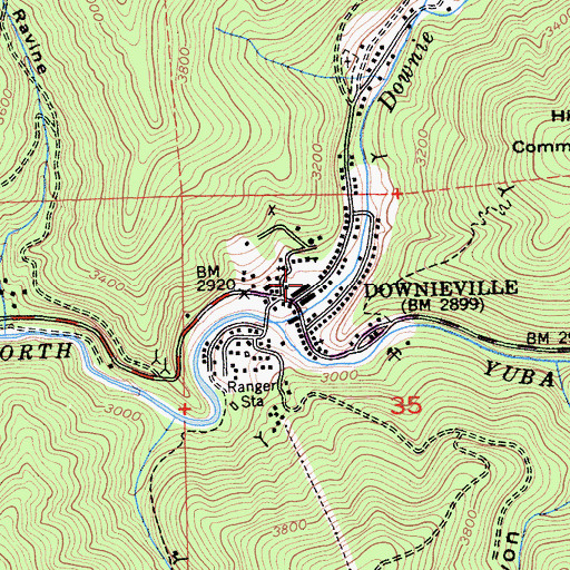 Topographic Map of Downieville Elementary School, CA