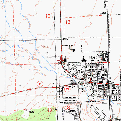 Topographic Map of Loyalton Elementary School, CA