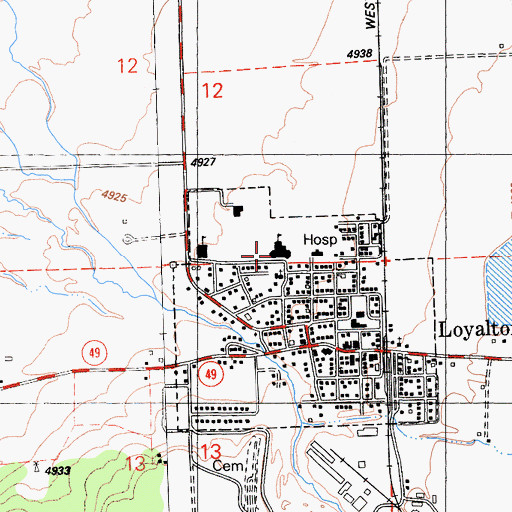 Topographic Map of Loyalton High School, CA