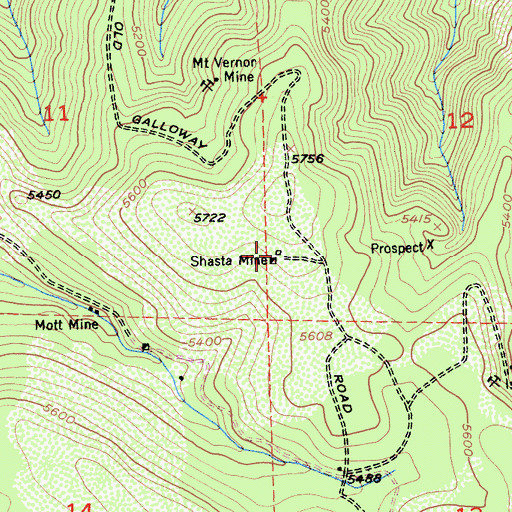 Topographic Map of Middaugh Cabin (historical), CA