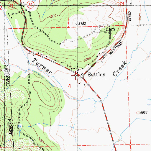 Topographic Map of Sattley Post Office, CA