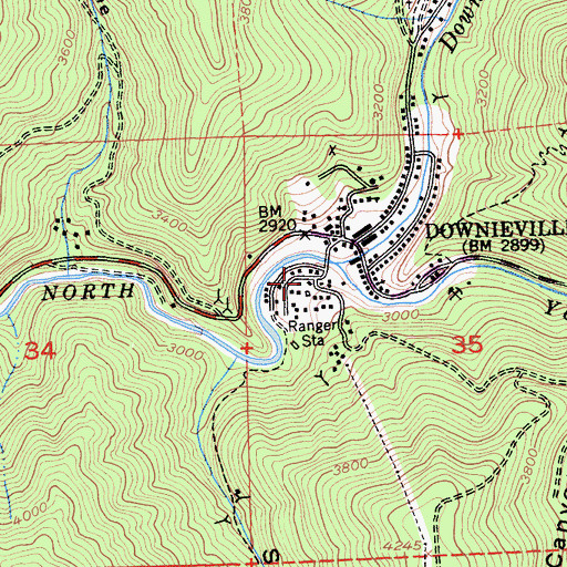 Topographic Map of Sierra County Sheriffs Gallows, CA