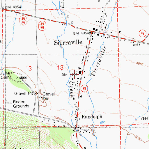 Topographic Map of Sierraville Elementary School, CA