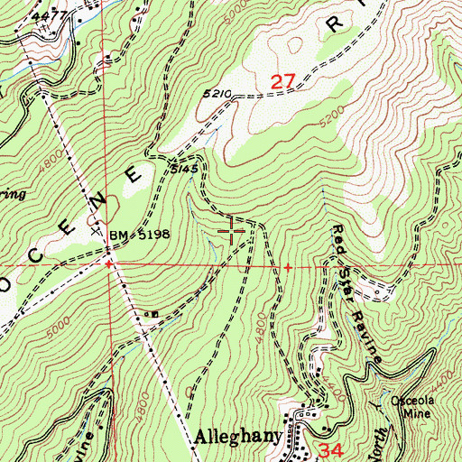 Topographic Map of Hells Half Acre, CA