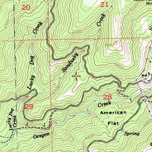 Topographic Map of Sawmill Flat, CA