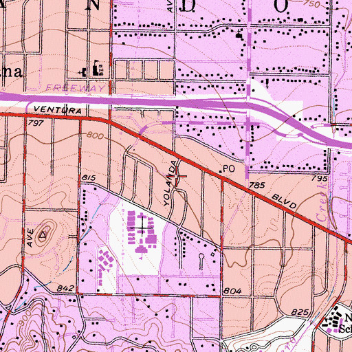 Topographic Map of Brown Center Shopping Center, CA