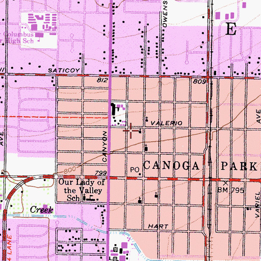 Topographic Map of Canoga Park Lutheran Church, CA
