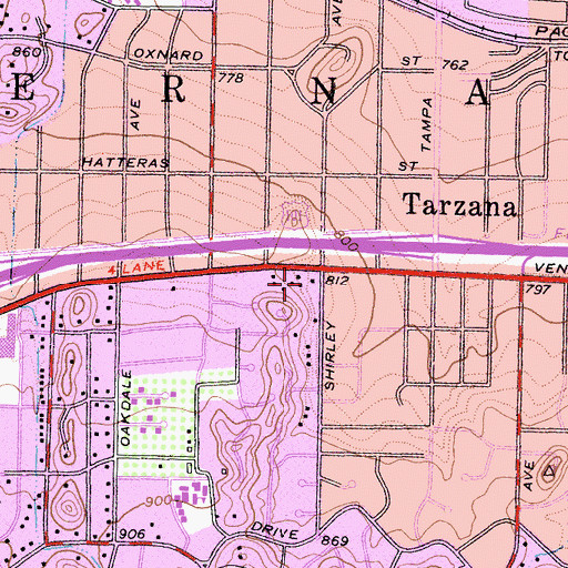 Topographic Map of Capri Plaza Shopping Center, CA