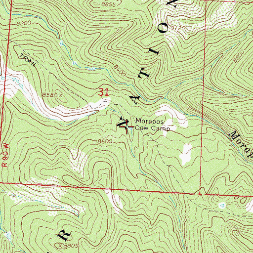 Topographic Map of Mooapos Cow Camp, CO