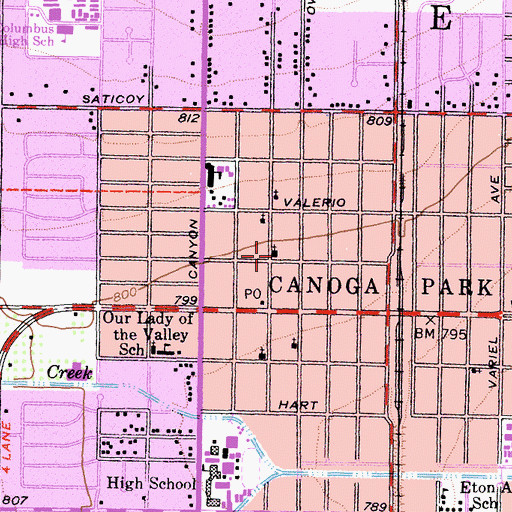 Topographic Map of Emerson Unitarian Church, CA
