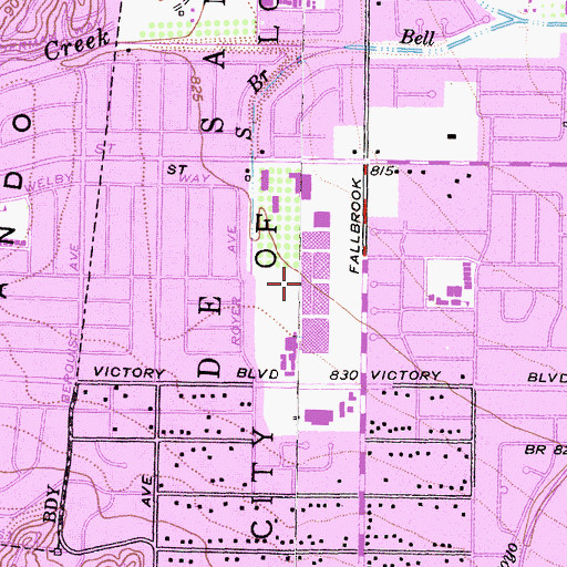 Topographic Map of Fallbrook Mall Shopping Center, CA