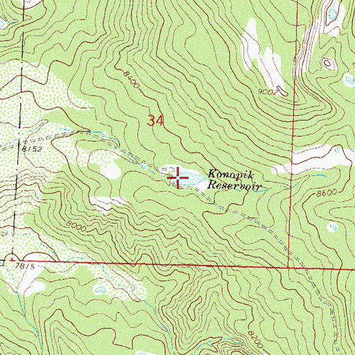 Topographic Map of Konopik Reservoir, CO