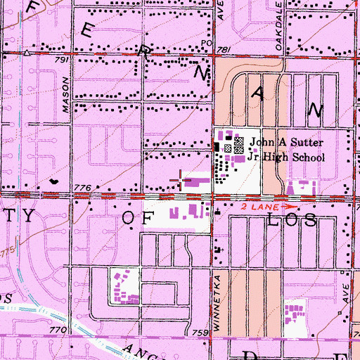 Topographic Map of Independence Square Shopping Center, CA
