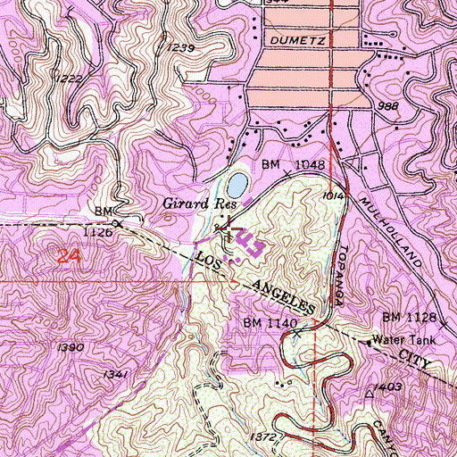 Topographic Map of Louisville High School, CA