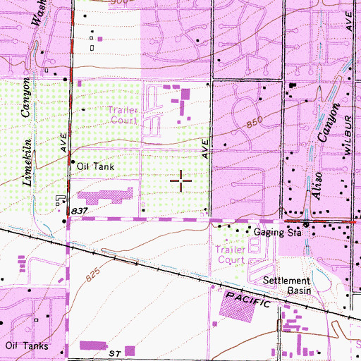 Topographic Map of Northridge Fashion Center Shopping Center, CA
