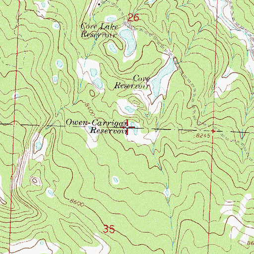Topographic Map of Owen-Carrigan Reservoir, CO