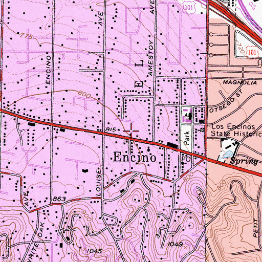 Topographic Map of Plaza De Oro Shopping Center, CA