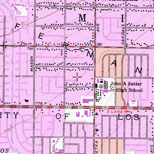 Topographic Map of Runnymede Recreation Center, CA