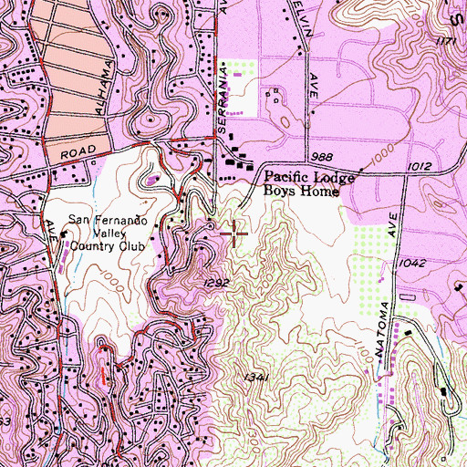 Topographic Map of Serrania Avenue Park, CA