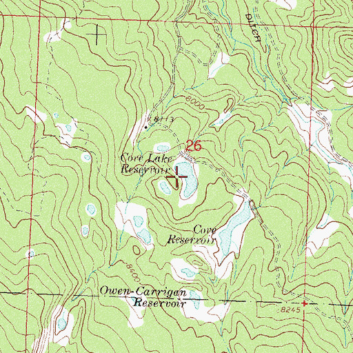 Topographic Map of Cove Lake Reservoir, CO