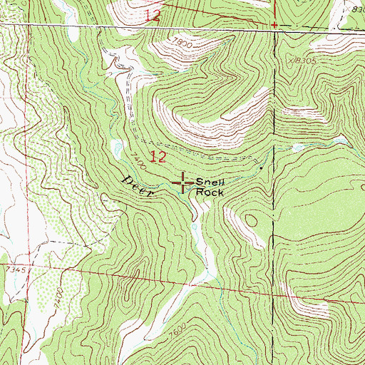 Topographic Map of Snell Rock, CO
