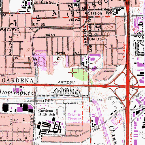 Topographic Map of South Gardena Park, CA
