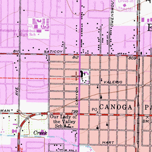 Topographic Map of Canoga Park Elementary School, CA