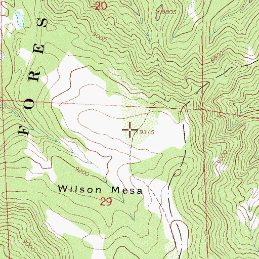 Topographic Map of Wilson Mesa, CO