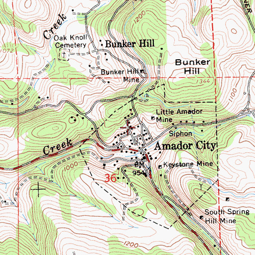 Topographic Map of Amador City School, CA