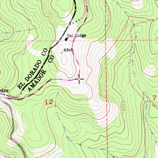 Topographic Map of Bear River Resort Ski Area, CA