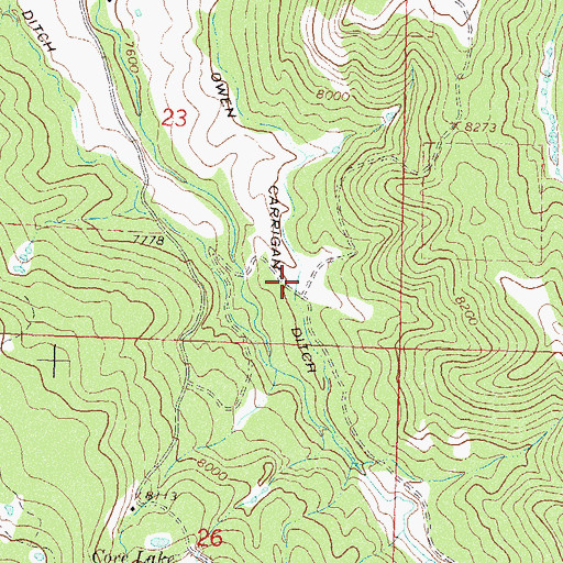 Topographic Map of Owen Carrigan Ditch, CO