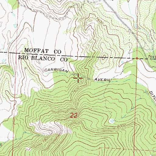 Topographic Map of Carrigan Averil Ditch, CO