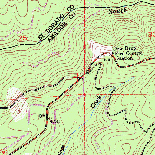Topographic Map of Dew Drop (historical), CA