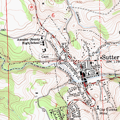 Topographic Map of Immaculate Conception Catholic Church, CA