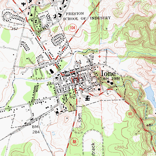 Topographic Map of Ione Grammar School (historical), CA