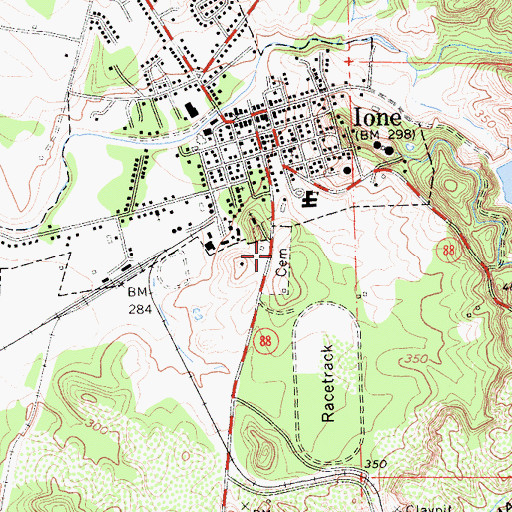 Topographic Map of Ione Public Cemetery, CA