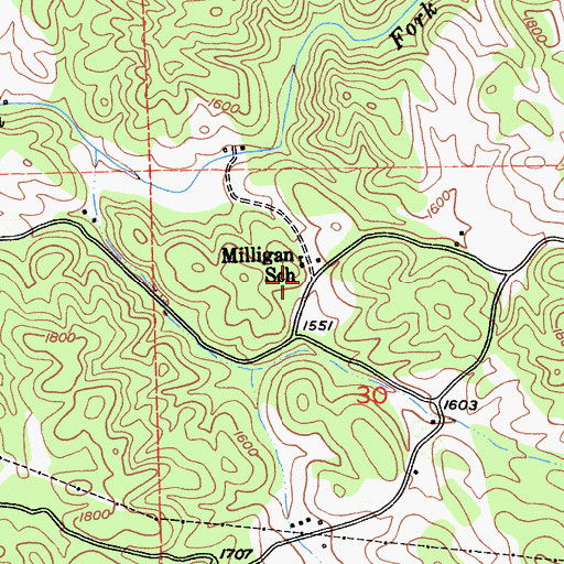 Topographic Map of Milligan District (historical), CA
