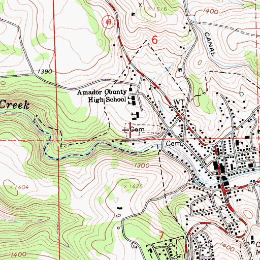 Topographic Map of New Protestant Cemetery, CA